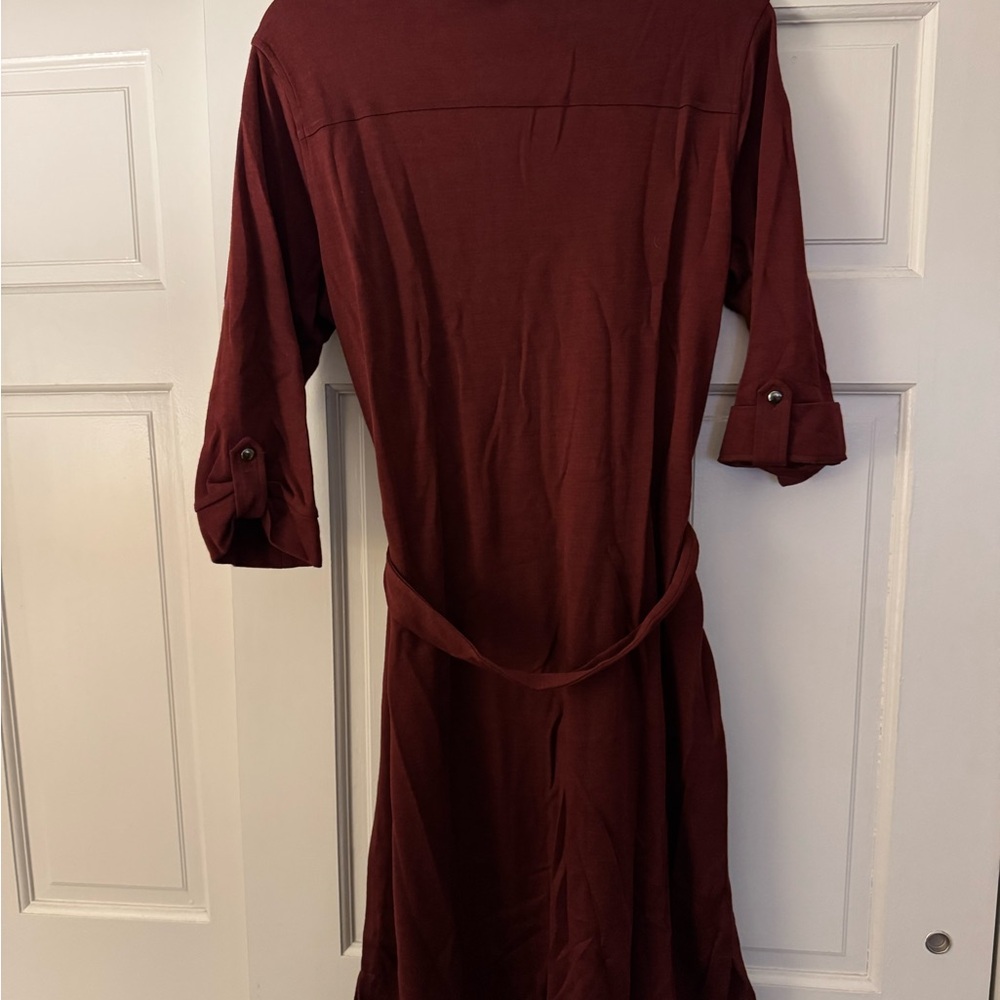 Banana Republic Maroon Long Sleeve Knit Shirt Dress - Picture 3 of 3